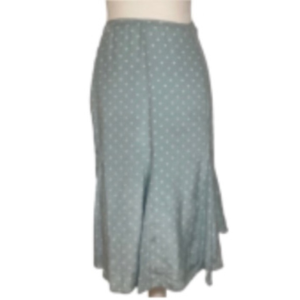 NWT Susan Bristol Blue & White Polka Dot MIDI Skirt Size XL